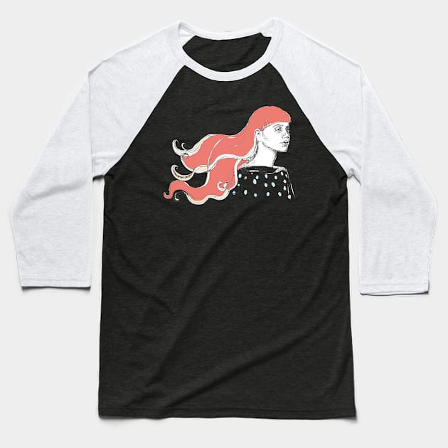 Girl With Red Hair Baseball T-Shirt by FanitsaArt